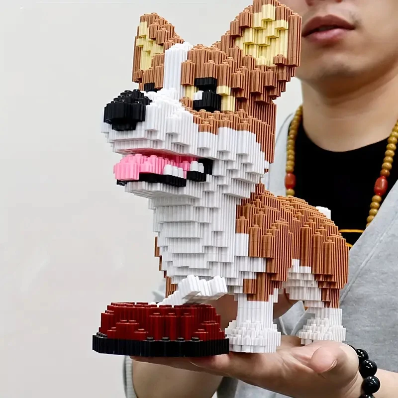 SMY Toystown Nano Blocks Animal Perro Huski Corgi Schnauzer Modelo 3D, Bloques de Juguete Apilables, Ladrillos de Construcción DIY