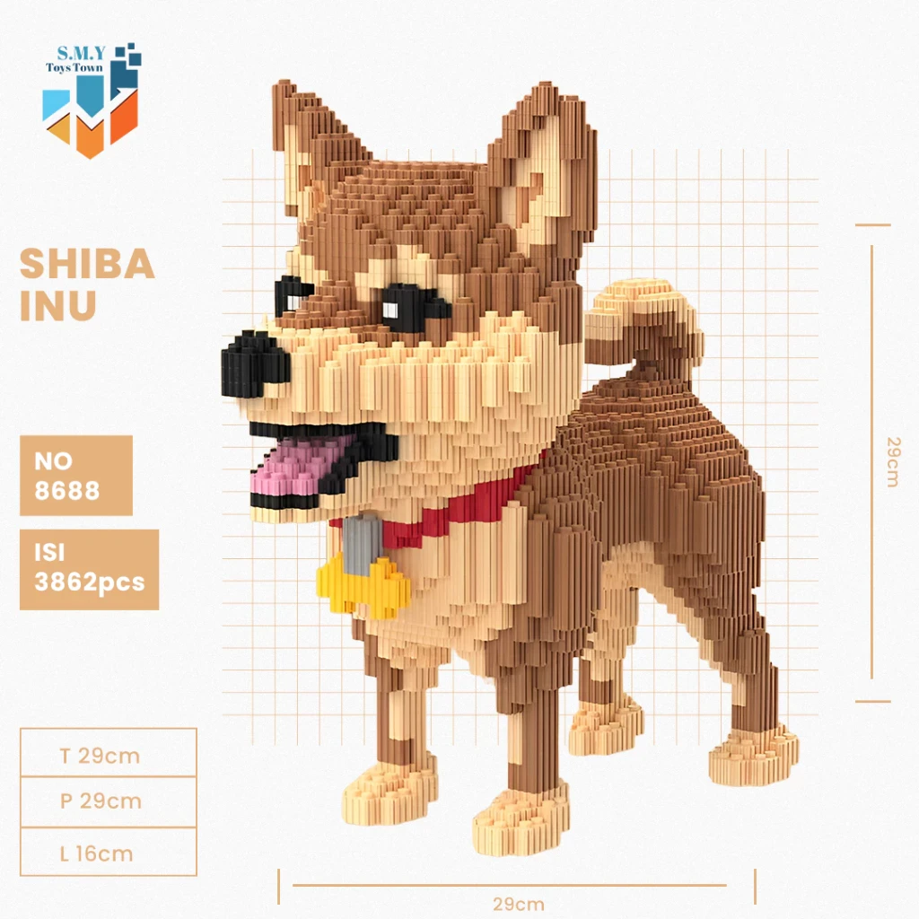 SMY Toystown Nano Blocks Animal Perro Huski Corgi Schnauzer Modelo 3D, Bloques de Juguete Apilables, Ladrillos de Construcción DIY