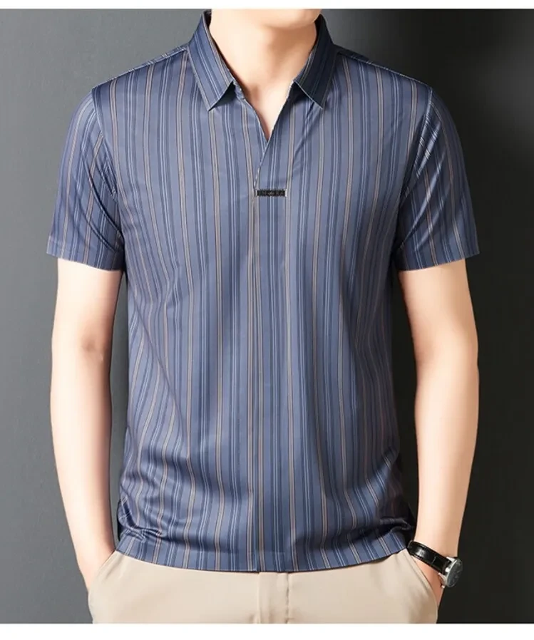 Camiseta de verano de manga corta a rayas para hombre