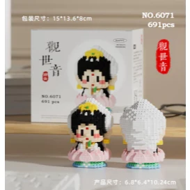 Nano Block Dewa Rezeki Guanyin Budha Smile God Satra Dewa Jodoh Set Regalos y exhibiciones