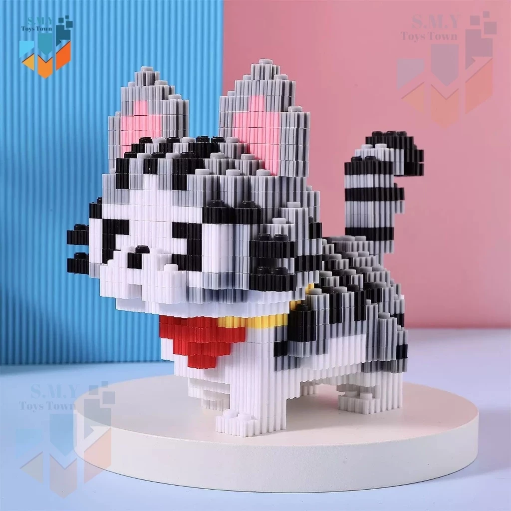 SMY Toystown Nano Blocks - Juego de 1 gato adorable para pintar animales en 3D, bloques de juguete apilables, ladrillos de construcción DIY