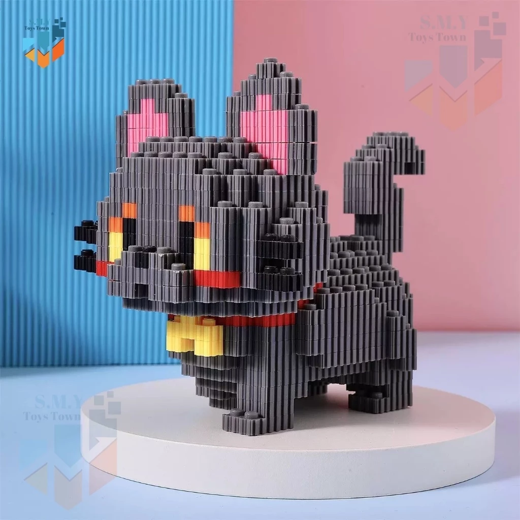 SMY Toystown Nano Blocks - Juego de 1 gato adorable para pintar animales en 3D, bloques de juguete apilables, ladrillos de construcción DIY