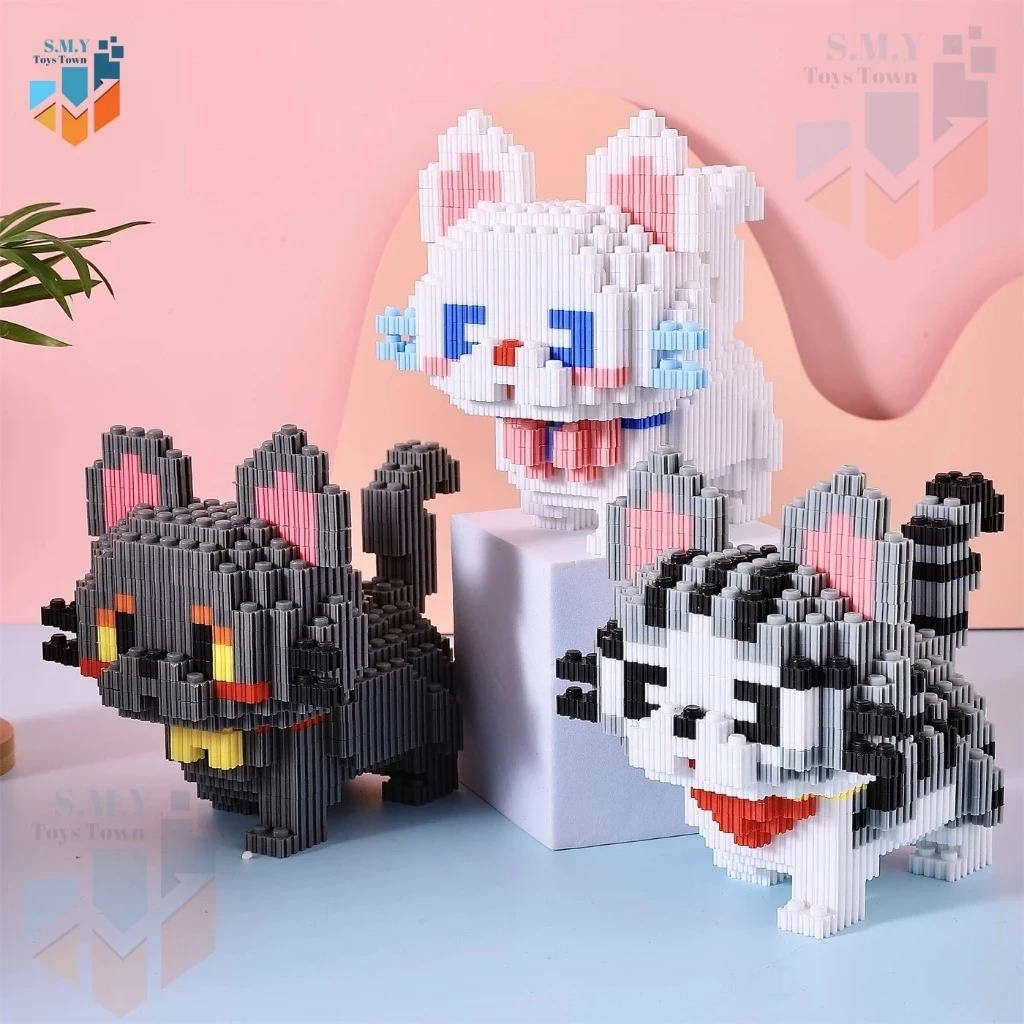 SMY Toystown Nano Blocks - Juego de 1 gato adorable para pintar animales en 3D, bloques de juguete apilables, ladrillos de construcción DIY