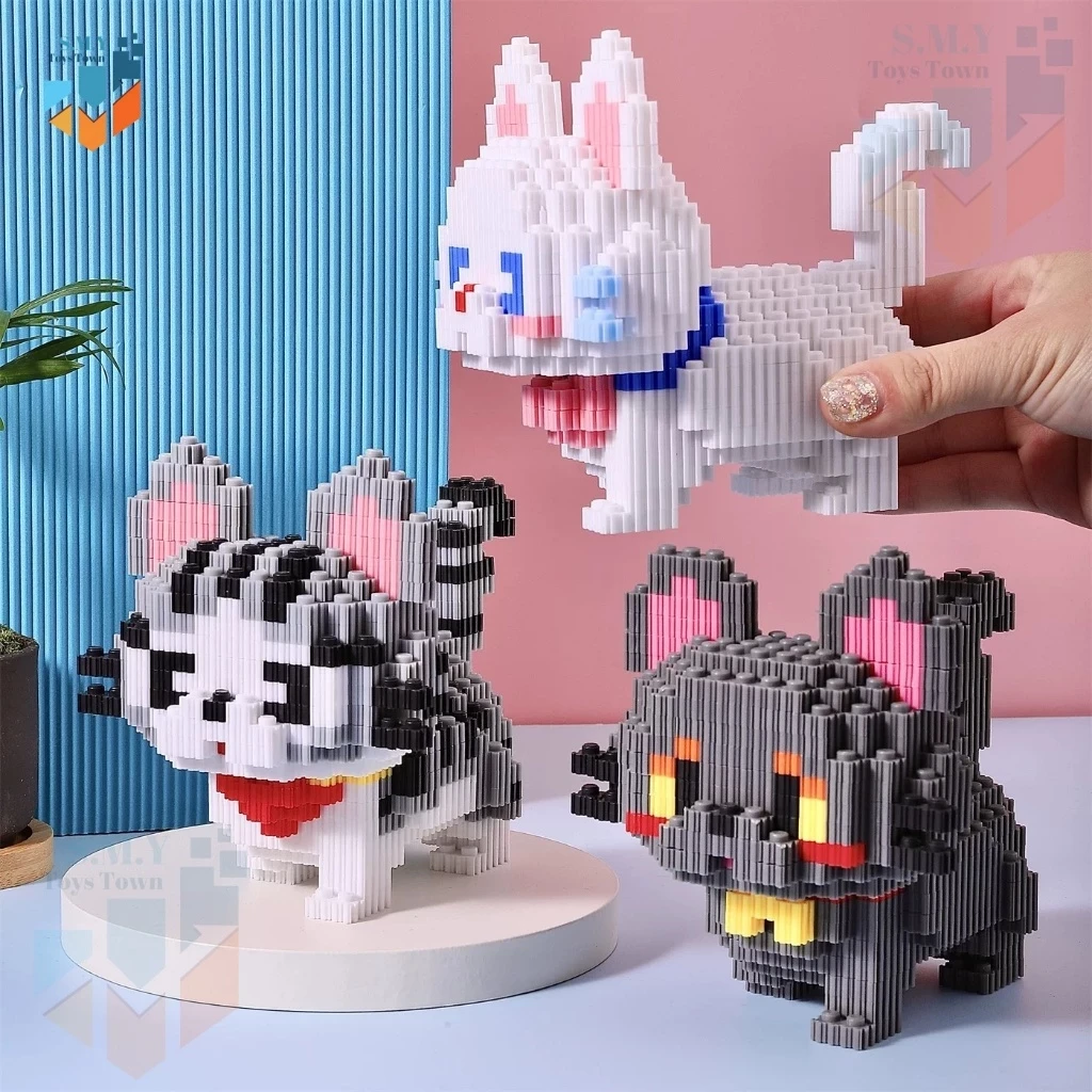 SMY Toystown Nano Blocks - Juego de 1 gato adorable para pintar animales en 3D, bloques de juguete apilables, ladrillos de construcción DIY