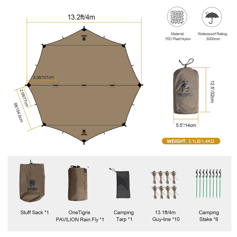 Toldo protector solar impermeable para camping, barbacoa y ocio.