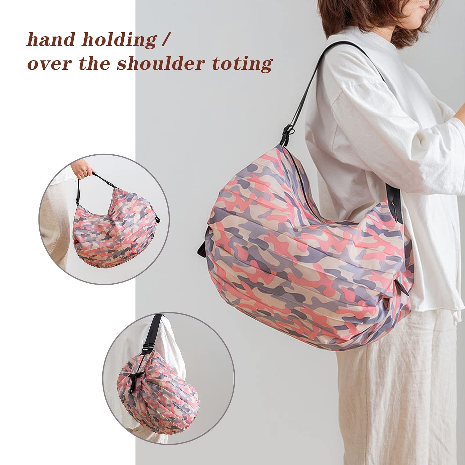 Bolsas de compras de gran capacidad, portátiles, plegables, reutilizables, para el transporte diario, picnic, camping, etc.
