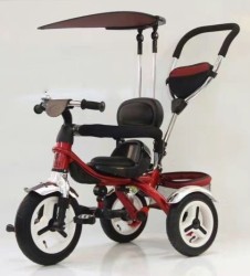 Triciclo para niños pequeños con cochecito y techo corredizo