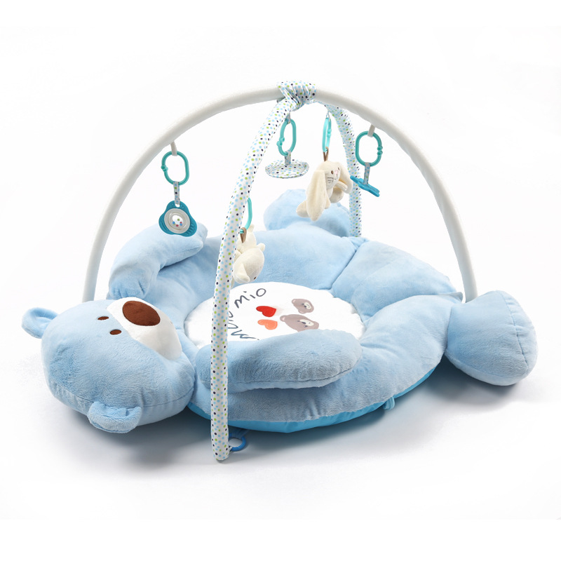 Manta de juego musical con forma de oso para bebé, manta de tela para gatear con estructura de fitness