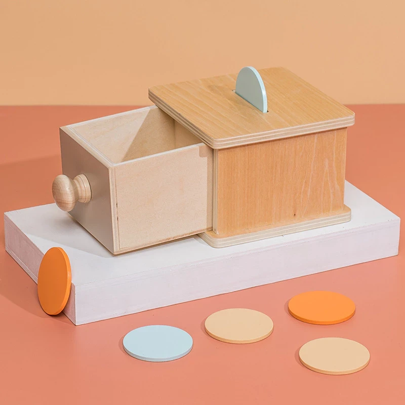 Juguetes educativos para bebés y niños - Juguetes Montessori para bebés, caja de monedas, bolas, tambor giratorio, motricidad sensorial, madera fina para niños