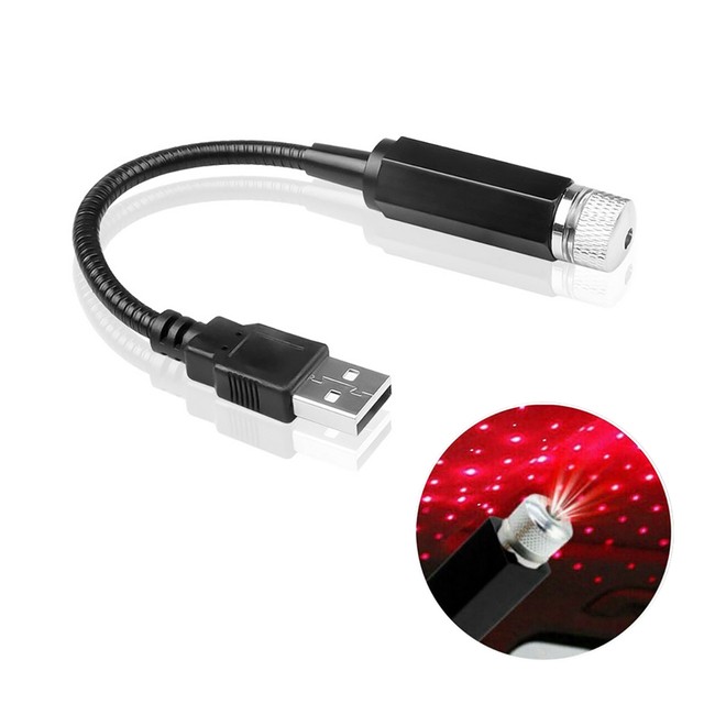 Miniproyector de luz nocturna LED con forma de estrella para techo de coche