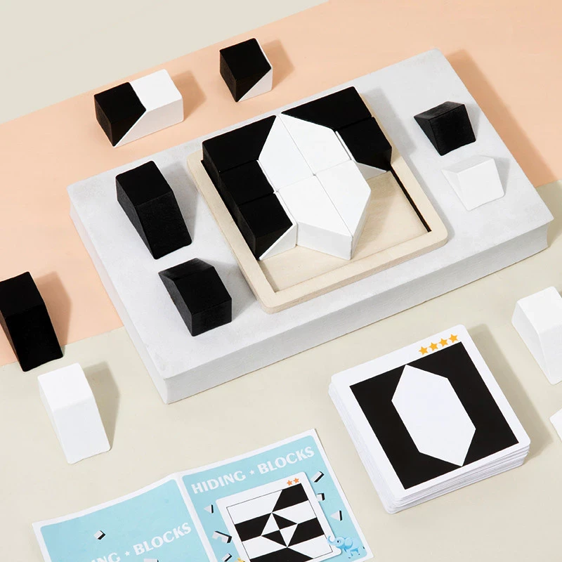 Bloques de madera 3D para esconder formas geométricas, juguetes educativos para niños que fomentan el pensamiento lógico.
