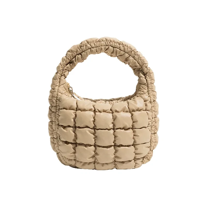 Bolso de hombro de nailon con burbujas plisadas y portátil