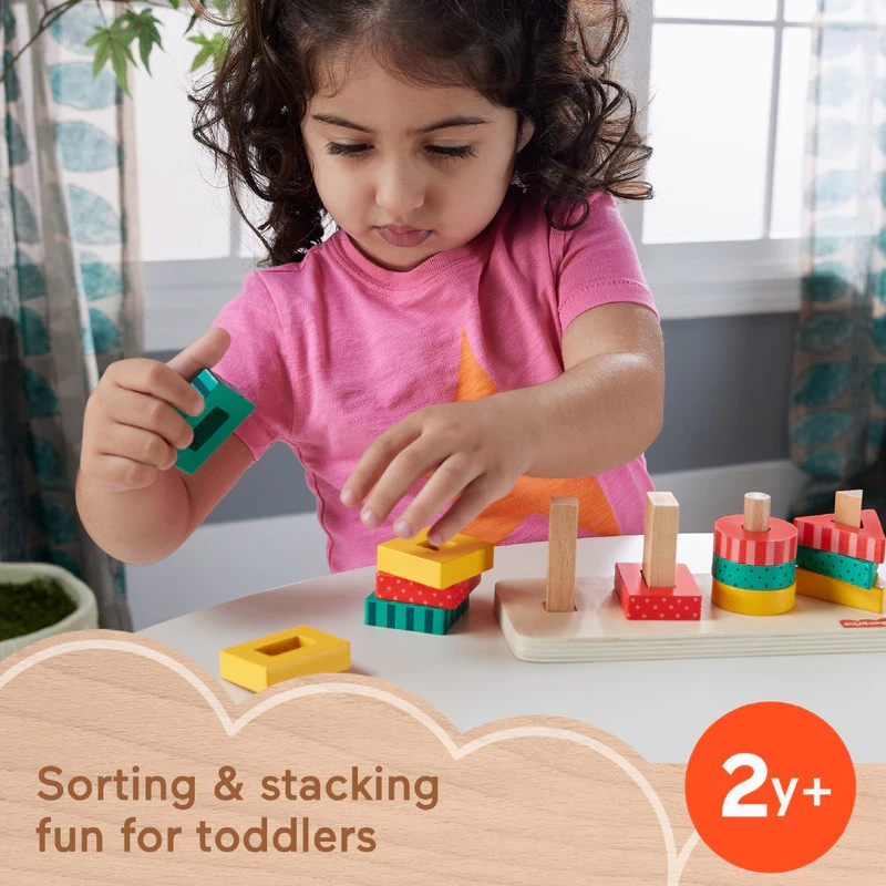 Apilador de formas de madera Fisher-Price: juguetes educativos para niños