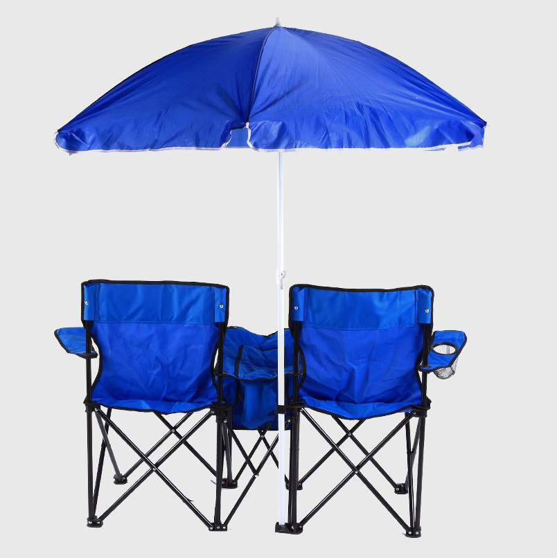 Silla plegable portátil doble para acampar al aire libre