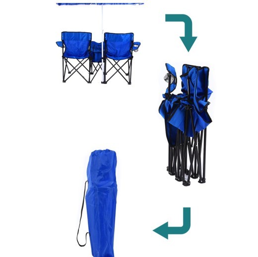 Silla plegable portátil doble para acampar al aire libre