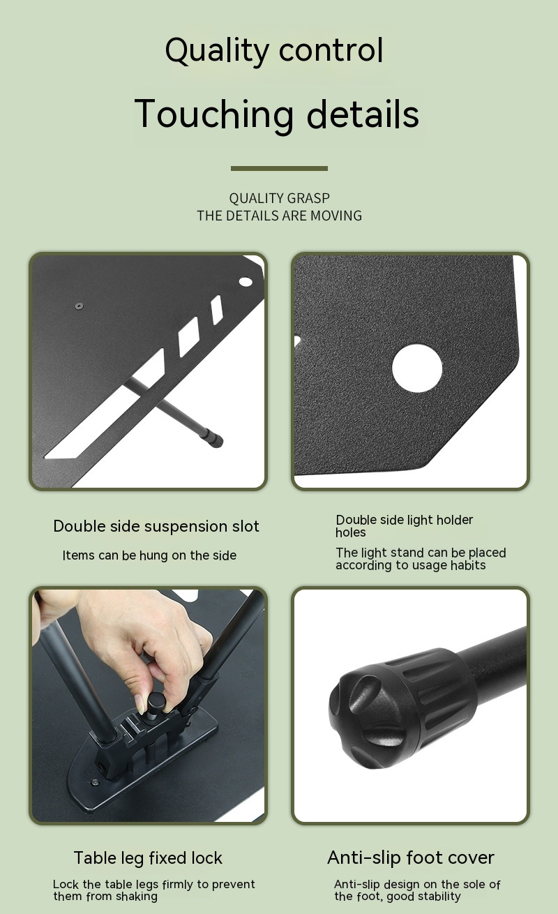 Mesa plegable de aluminio ennegrecido para acampar al aire libre