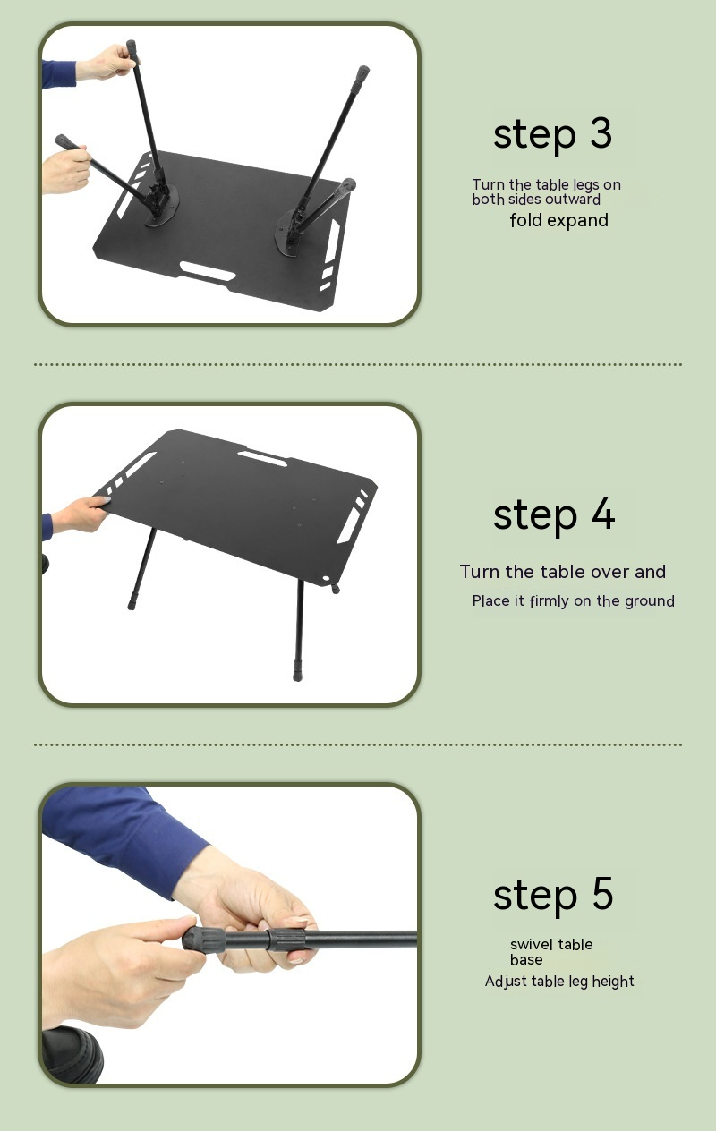 Mesa plegable de aluminio ennegrecido para acampar al aire libre