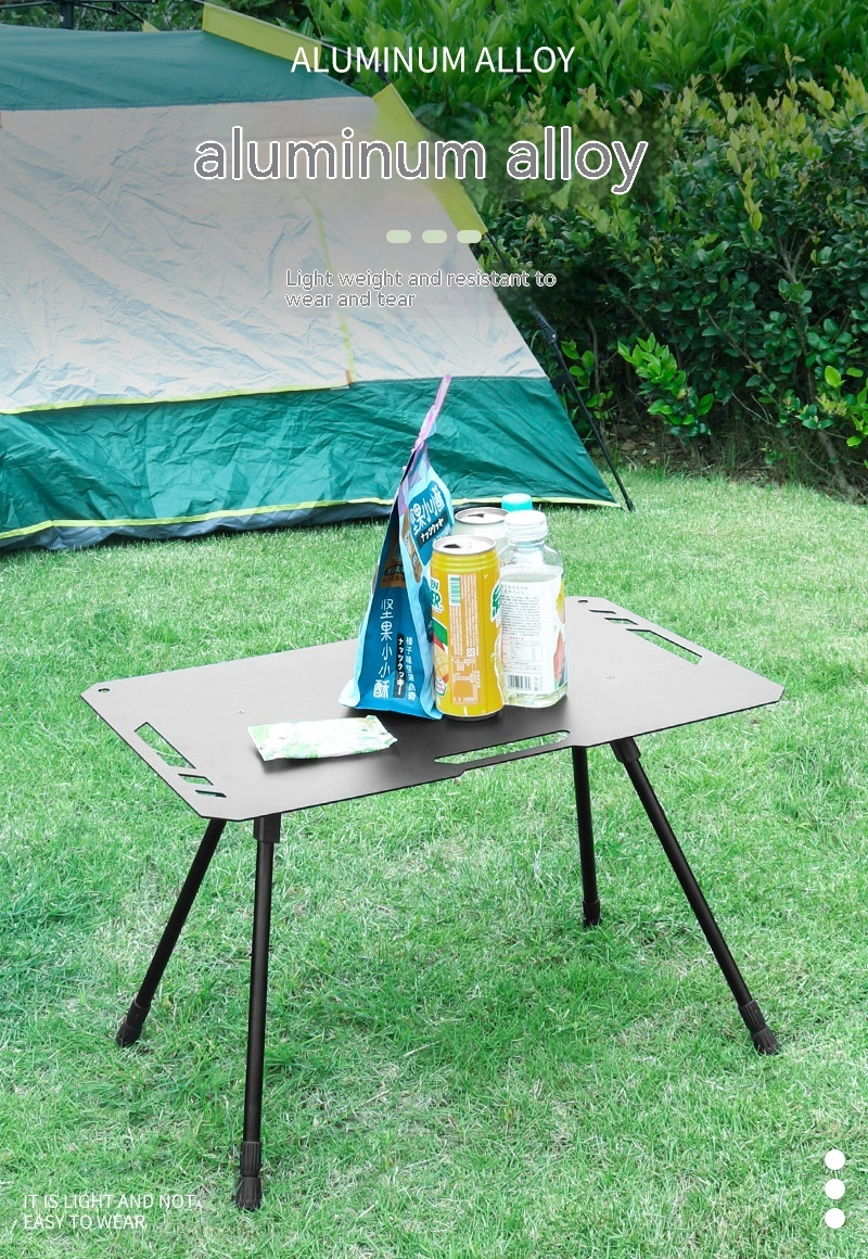 Mesa plegable de aluminio ennegrecido para acampar al aire libre