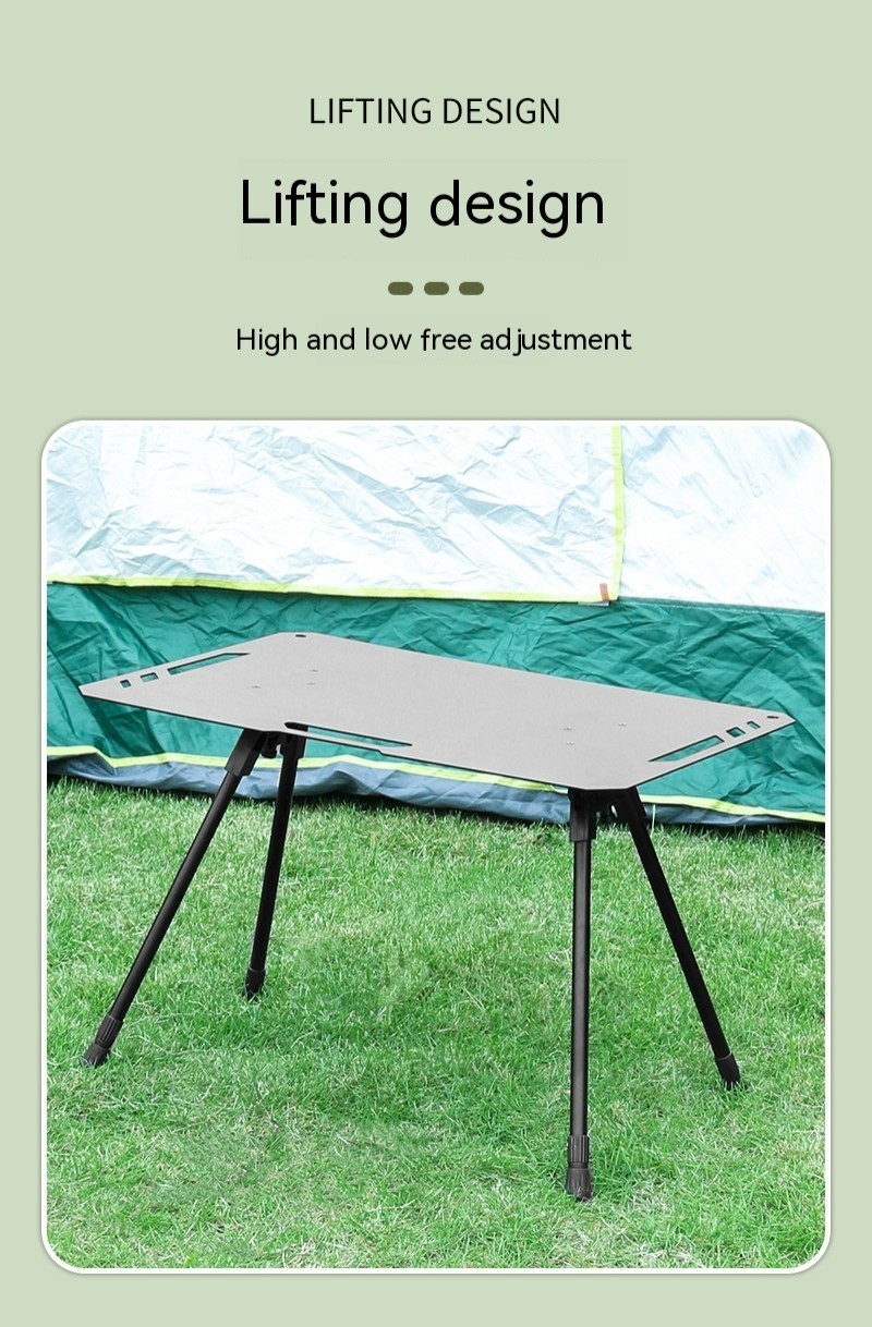 Mesa plegable de aluminio ennegrecido para acampar al aire libre