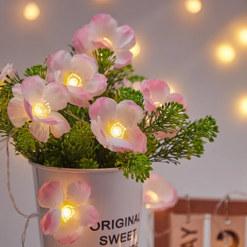 Guirnalda de luces LED decorativas con forma de mariposa y orquídea