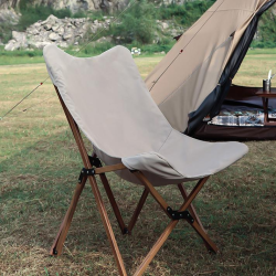 Silla de camping plegable de tubo de aluminio con veta de madera, portátil y para ocio.