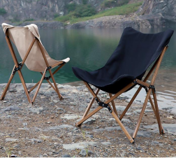 Silla de camping plegable de tubo de aluminio con veta de madera, portátil y para ocio.