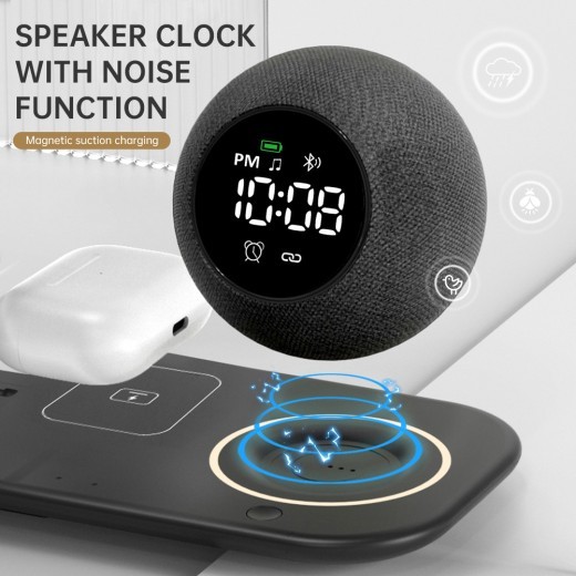 Reloj despertador con luz ambiental y ruido blanco multifuncional con altavoz Bluetooth