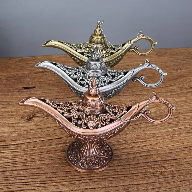 Lámpara mágica de aleación de zinc, lámpara mágica de cuento de hadas, decoración del hogar, artesanía de metal.