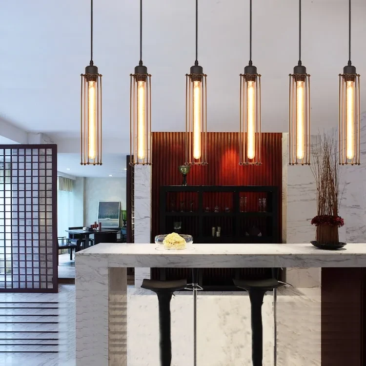 Lámpara de techo de tres extremos con diseño de flauta de estilo industrial retro, creativa, personalizada, para tienda de ropa, bar y restaurante.