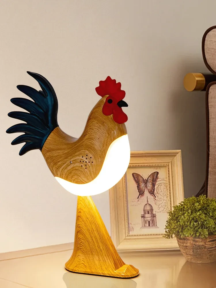 Luz nocturna LED de gallo táctil con sonido, recargable, lámpara de noche para dormitorio, regulable, aromaterapia para coche, decoración del hogar