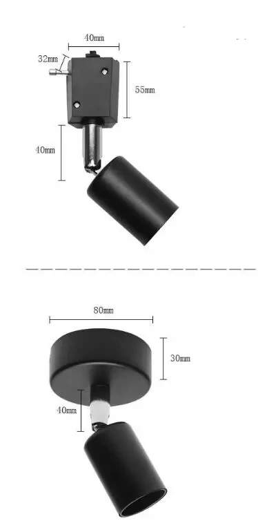 Lámpara de riel LED de techo tipo E27 con rosca