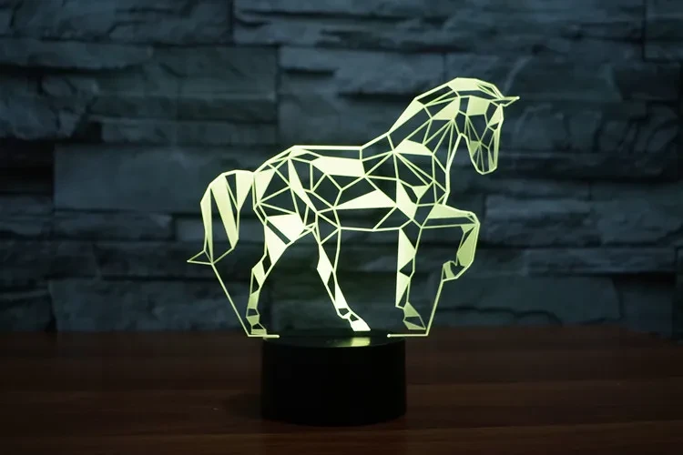 Caballo rompecabezas 3D con luz, visión LED táctil colorida