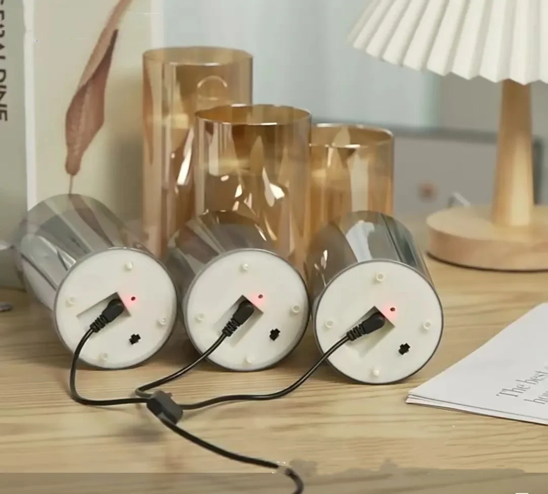 Velas electrónicas LED de vidrio galvanizado, recargables al por mayor