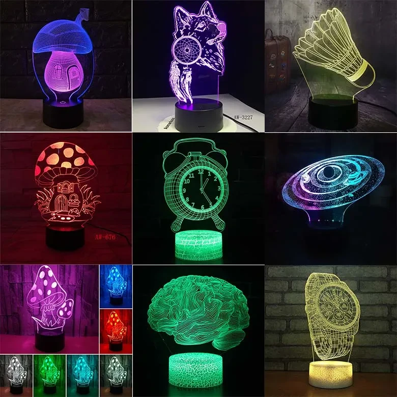 Nueva lámpara de escritorio LED con control remoto táctil colorida 3D