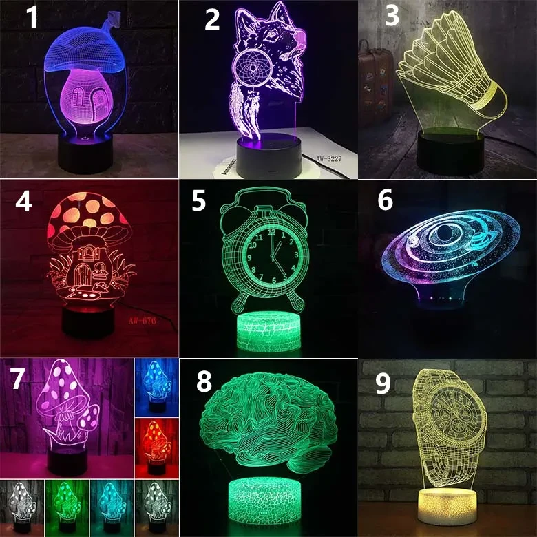 Nueva lámpara de escritorio LED con control remoto táctil colorida 3D