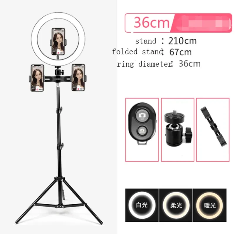 Luz LED redonda de relleno para selfies en vivo con ancla para teléfono móvil