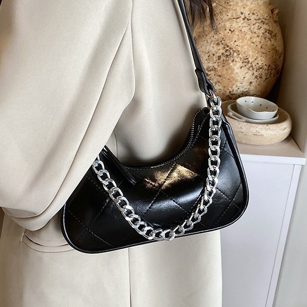 Bolso bandolera plateado con bordado de diamantes y popular bandolera bajo el brazo