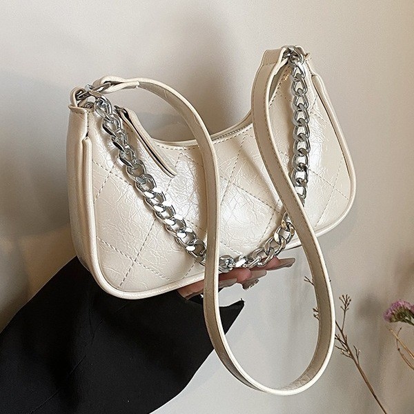 Bolso bandolera plateado con bordado de diamantes y popular bandolera bajo el brazo