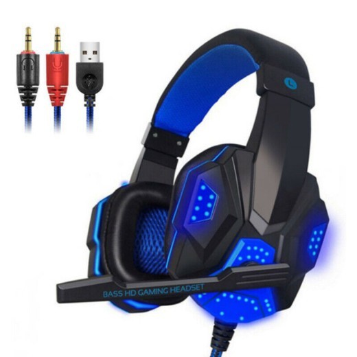 Auriculares para juegos de 3,5 mm con micrófono y LED