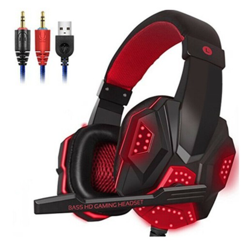 Auriculares para juegos de 3,5 mm con micrófono y LED