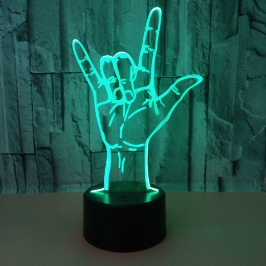 Lámpara 3D con nuevo estilo de gesto de te amo, lámpara LED 3D con lenguaje de señas y control remoto táctil colorido, regalo de San Valentín