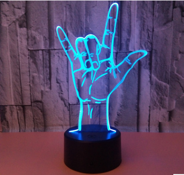 Lámpara 3D con nuevo estilo de gesto de te amo, lámpara LED 3D con lenguaje de señas y control remoto táctil colorido, regalo de San Valentín