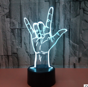 Lámpara 3D con nuevo estilo de gesto de te amo, lámpara LED 3D con lenguaje de señas y control remoto táctil colorido, regalo de San Valentín