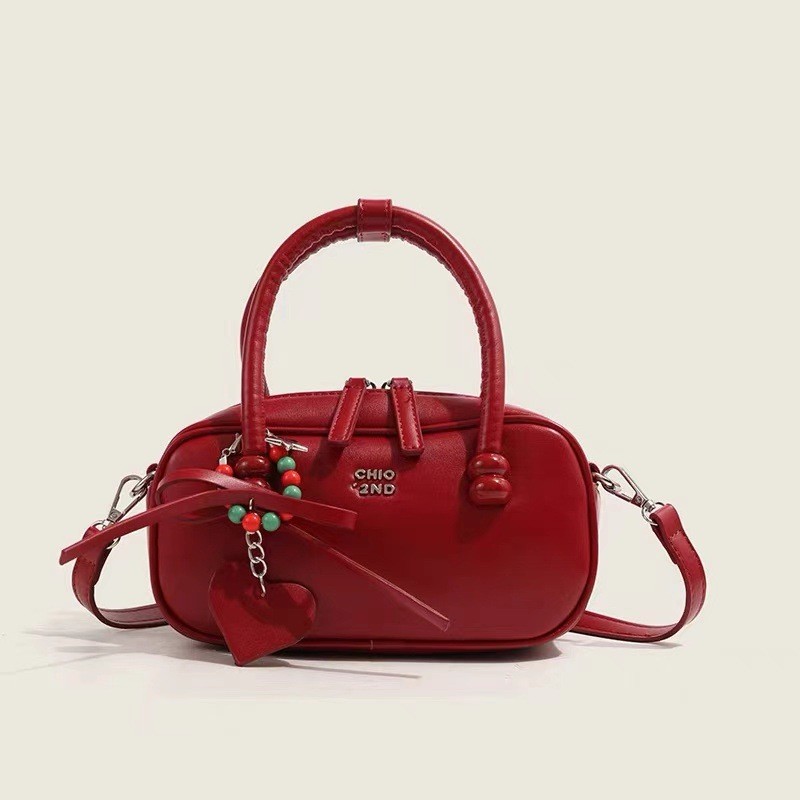 Bolso bandolera portátil con diseño de cuadros rojos