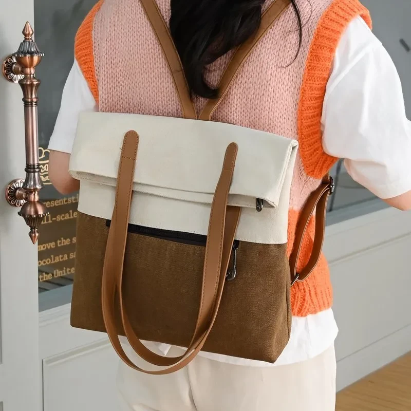 Bolso versátil de lona retro para mujer