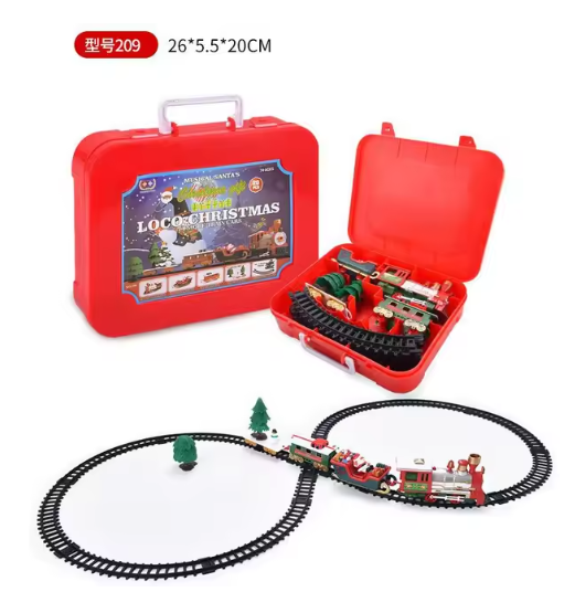 Tren eléctrico navideño, juguetes, regalos para niños, vagones de ferrocarril, pistas de carreras con música, Papá Noel, decoración para árbol de Navidad, trenes