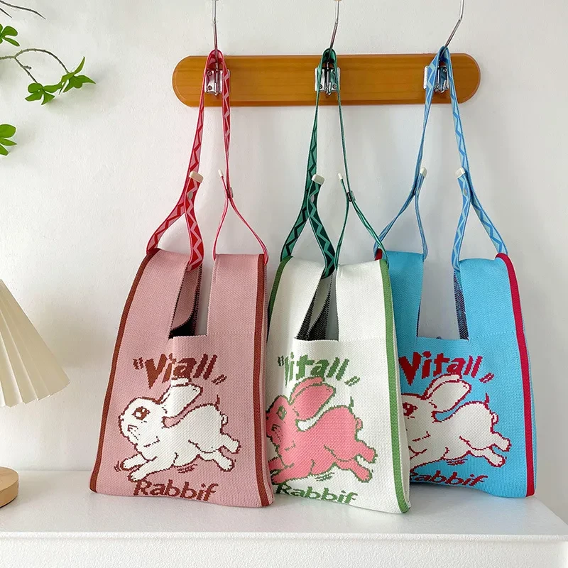 Bolso de hombro de punto Moon Rabbit