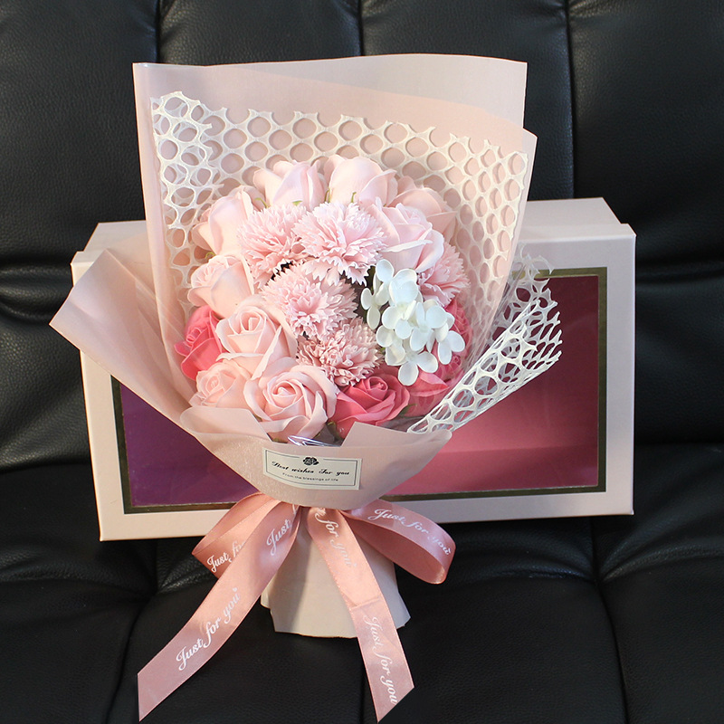 Caja de regalo con ramo de jabón de 19 rosas para San Valentín