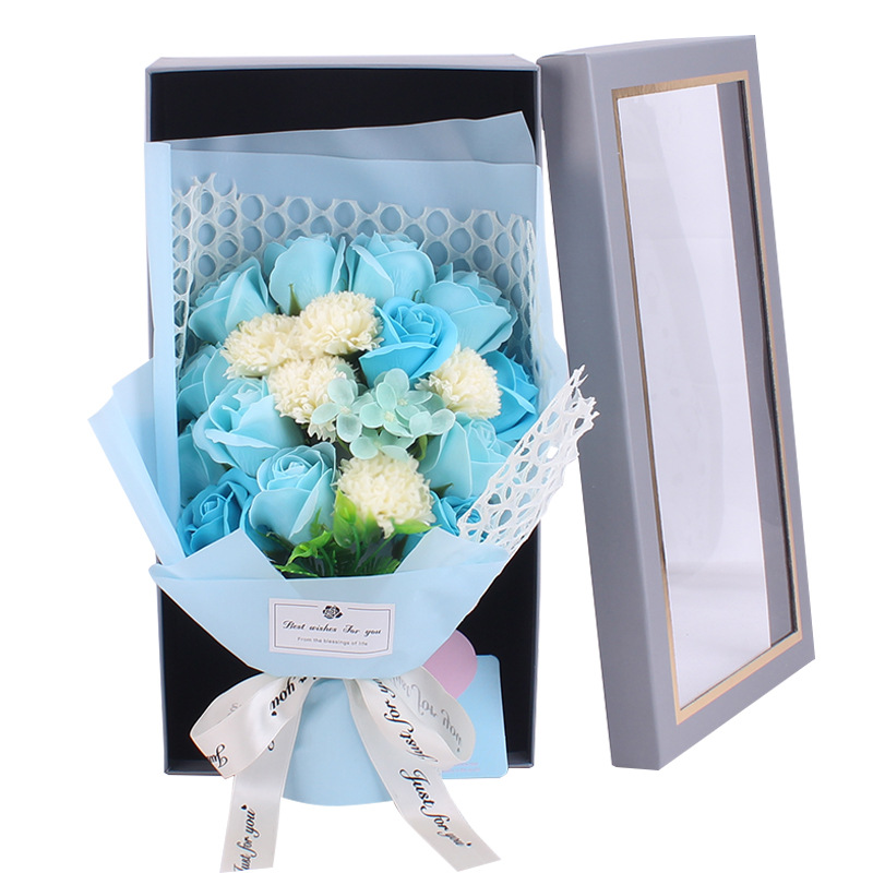 Caja de regalo con ramo de jabón de 19 rosas para San Valentín