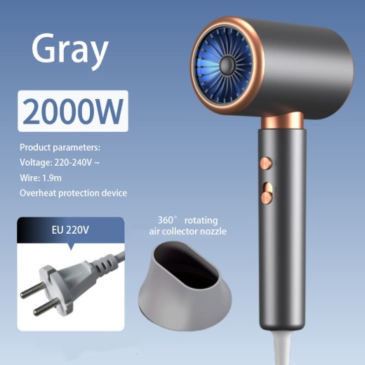 Secador de pelo profesional F37 de 2000 W con engranajes, secador de aire con iones negativos, cepillo de aire caliente y frío, secador de pelo de gran potencia, herramienta de salón.